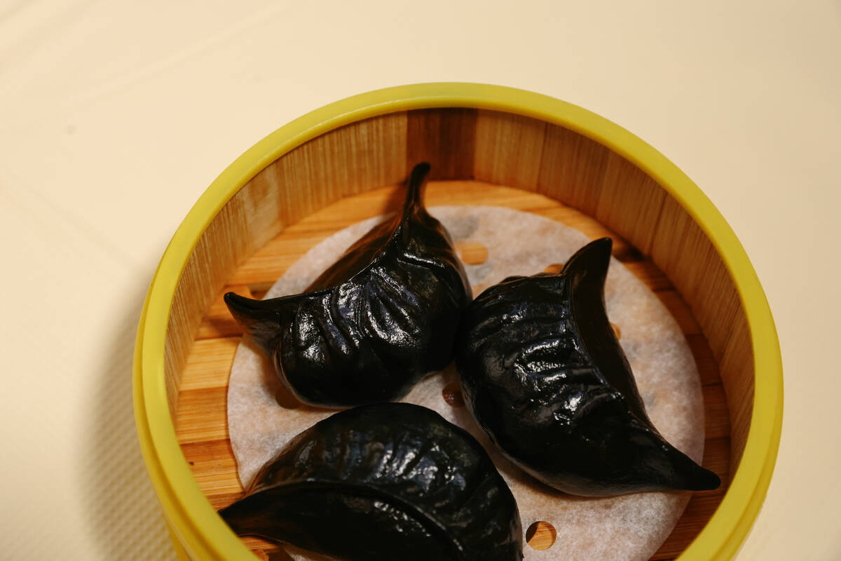 The squid ink and chive dumplings at Ellie’s Chinese Restaurant on Friday, Jan. 23, 2026 ...