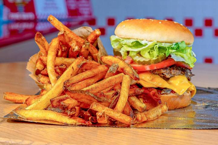 A burger and fries from Five Guys. (Five Guys)