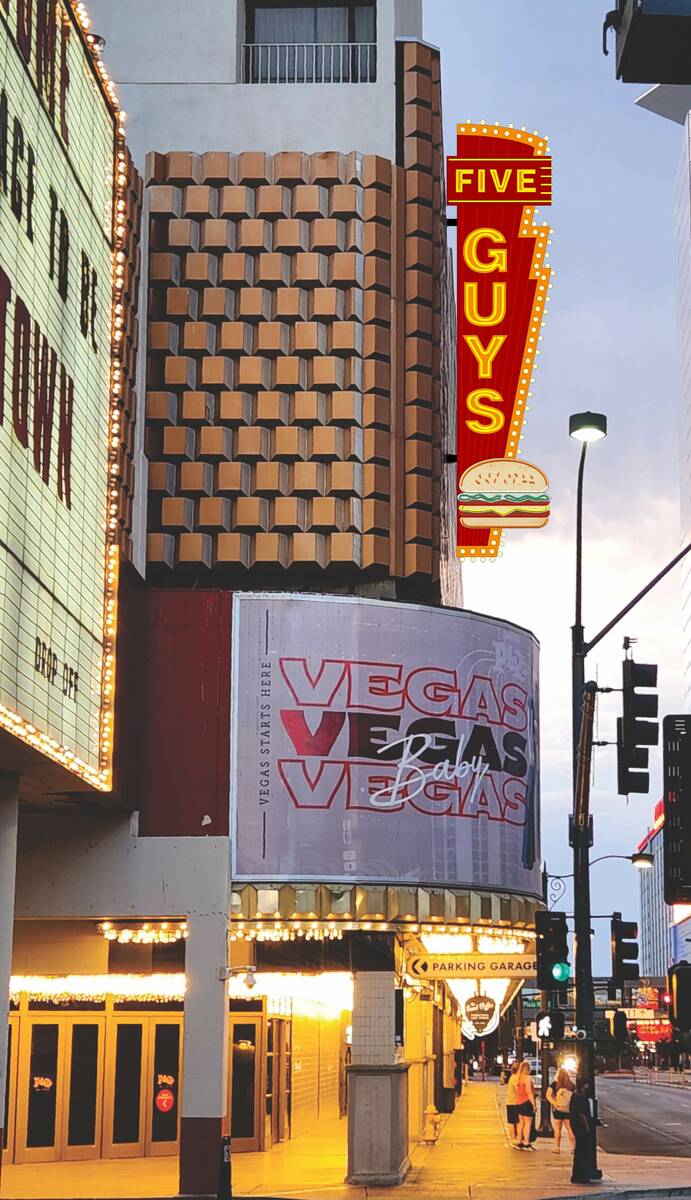 The sign for Five Guys on the Plaza Hotel and Casino. (Five Guys)
