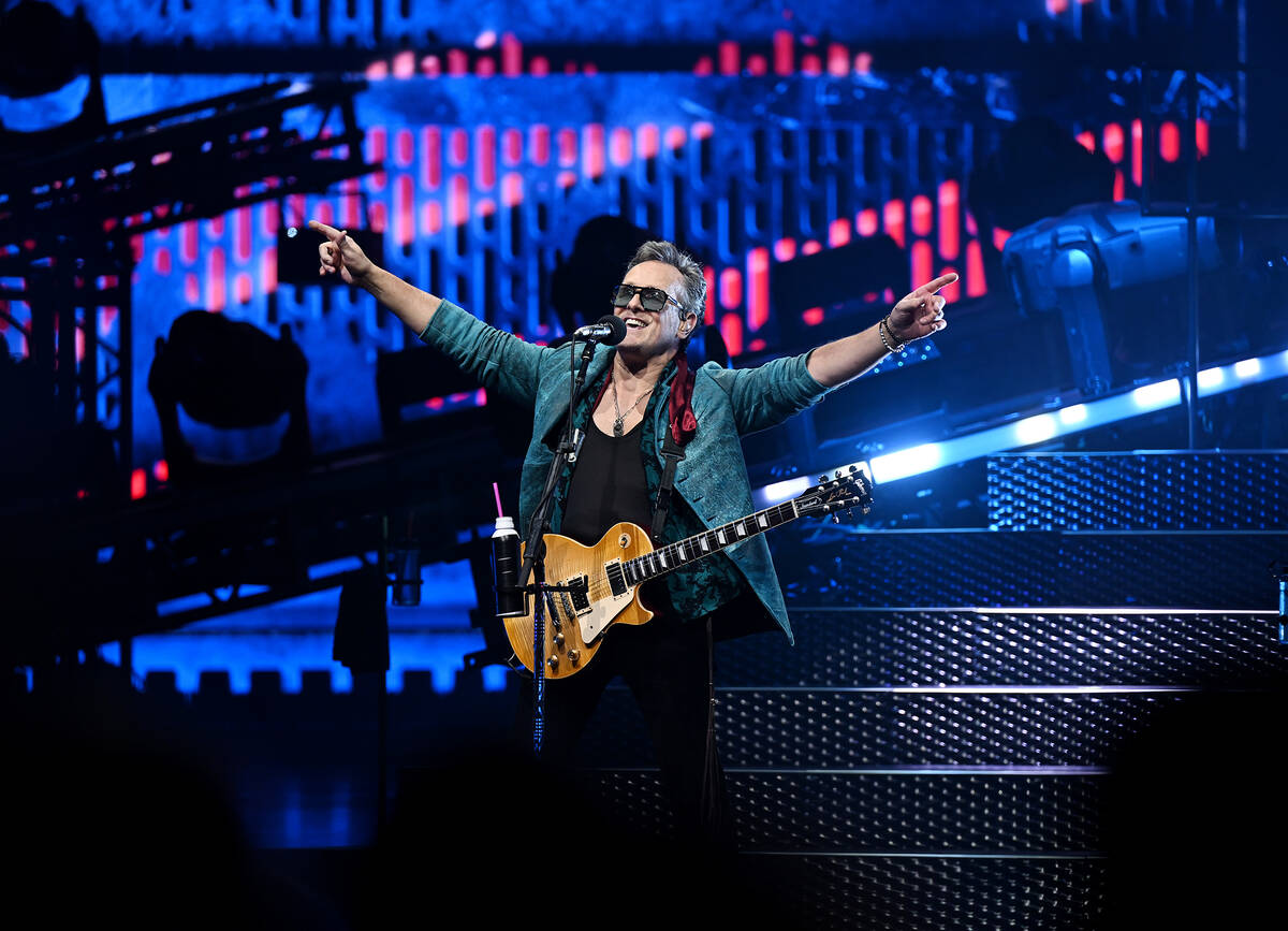 LAS VEGAS, NEVADA - FEBRUARY 03: Guitarist Vivian Campbell of Def Leppard performs at The Colo ...