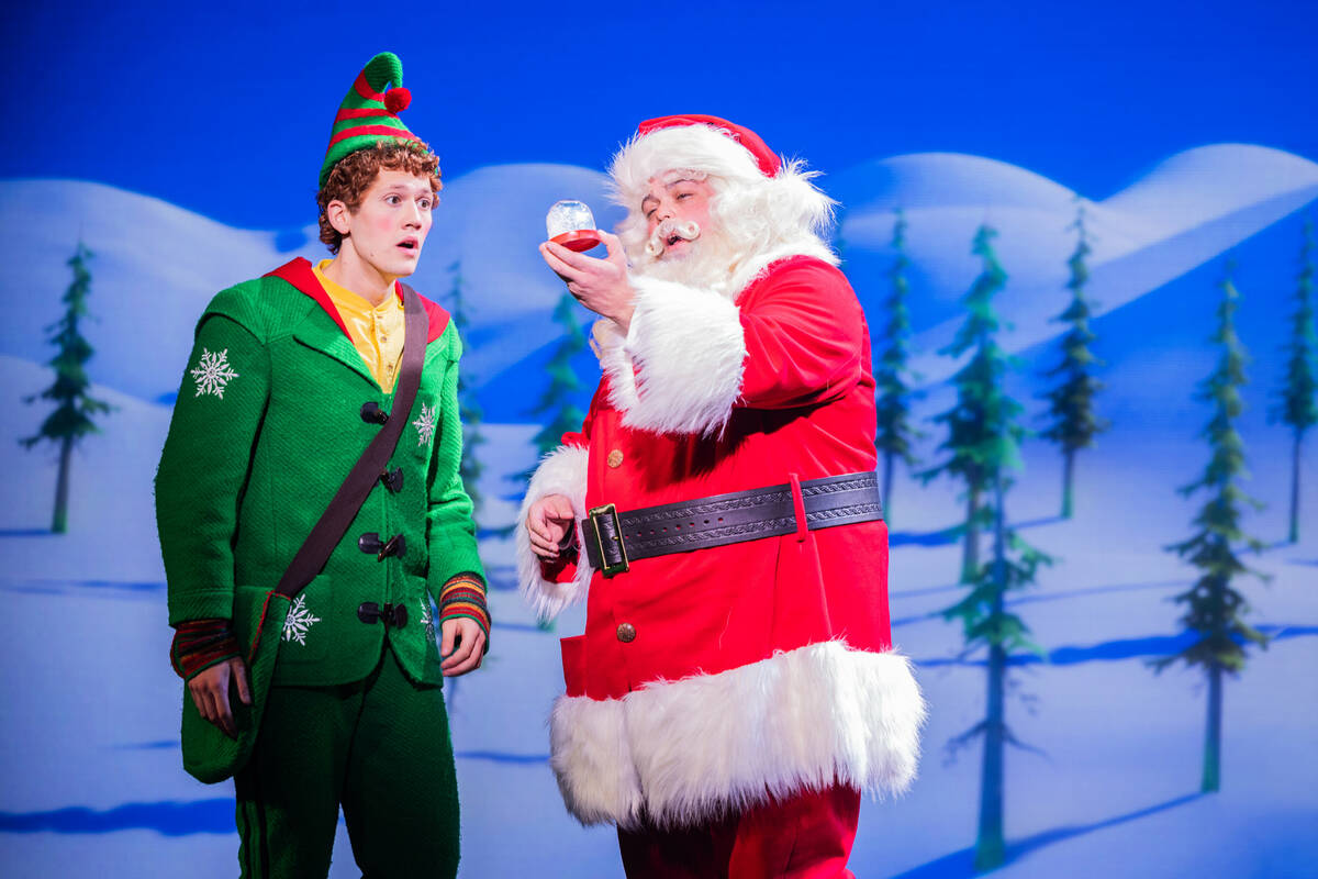 Jack Ducat as Buddy and Andrew Hendrick as Santa in "Elf" North American tour. (Evan Zimmerman ...