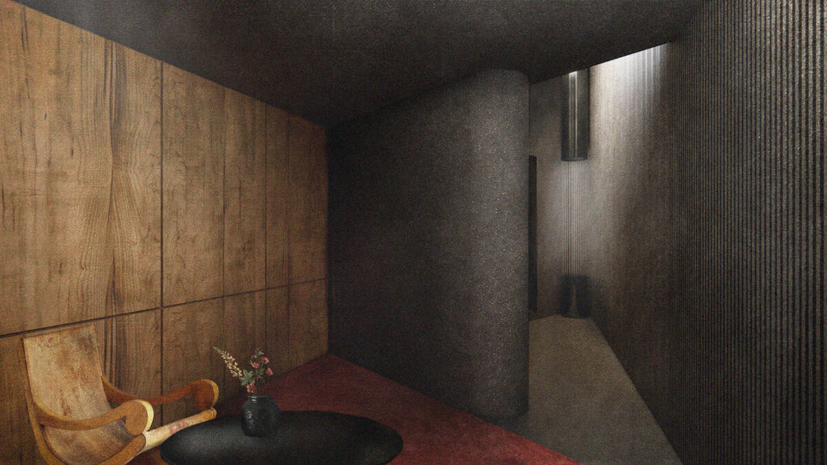 A rendering of a restroom at Cantina Contramar, set to open in late March 2026 at the Fonntaine ...