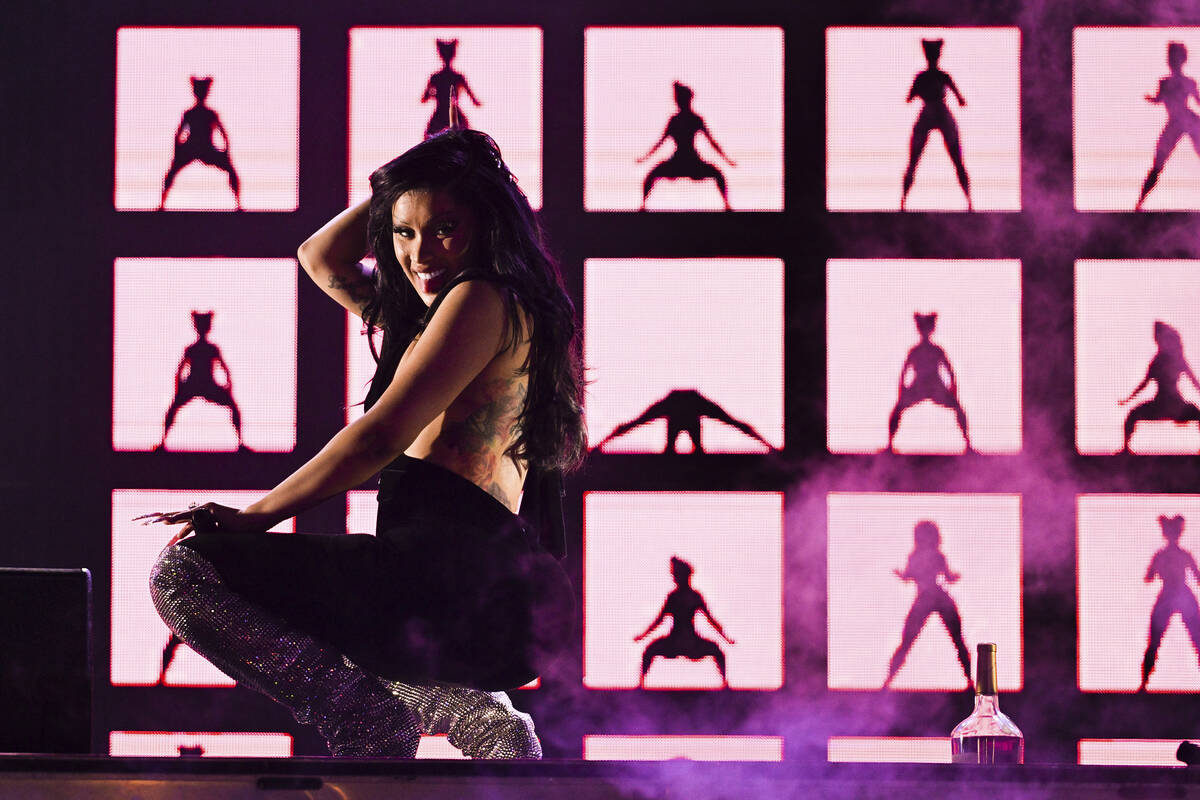 Cardi B performs during Fontainebleau's New Years Eve celebration on Sunday, Dec. 31, 2023 ...