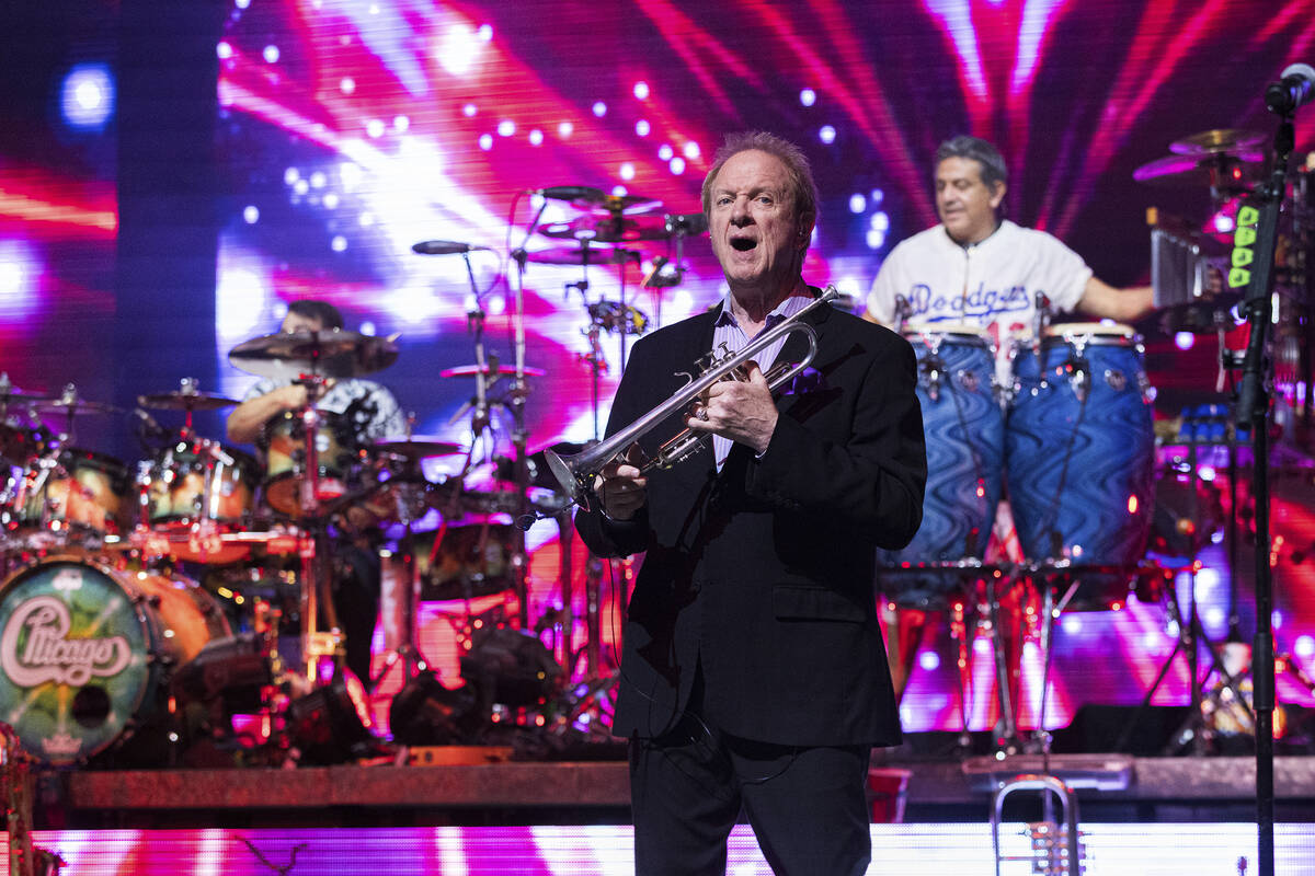 Lee Loughnane, of Chicago, performs on Saturday, Aug 19, 2023, at The Greek Theatre in Los Ange ...