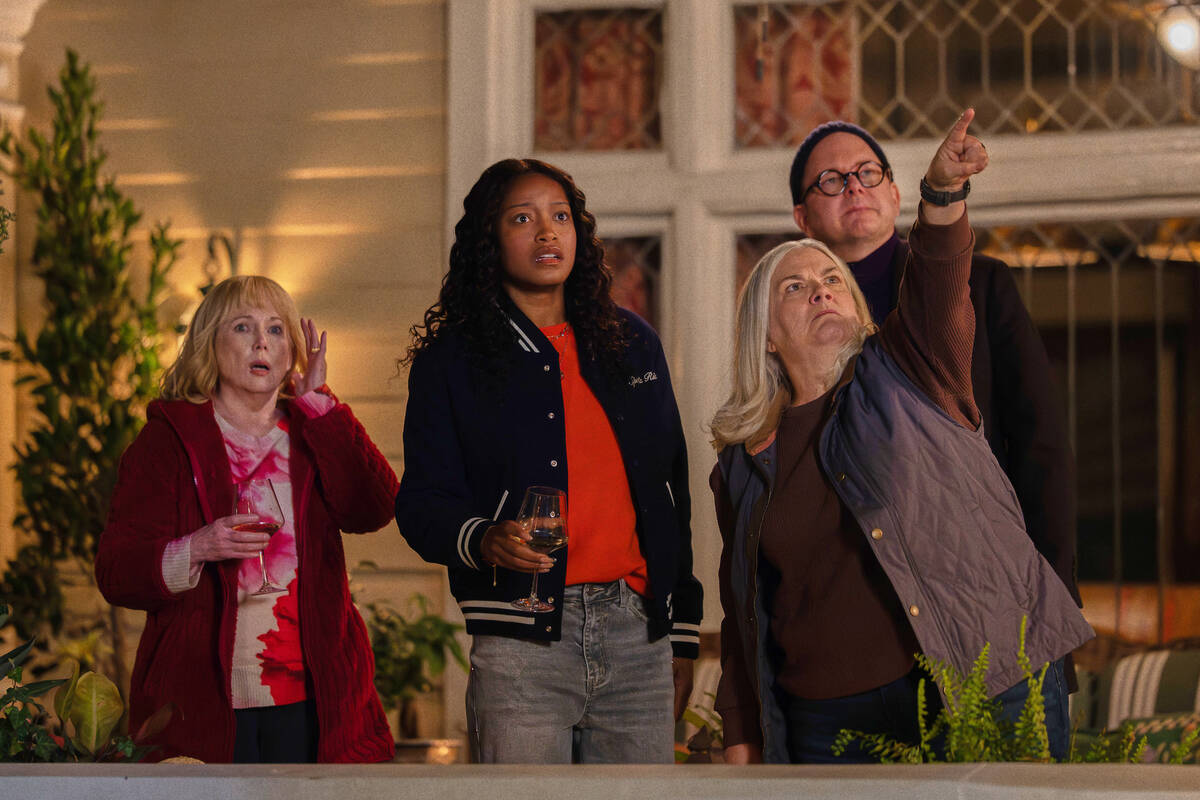 This image released by Peacock shows Julia Duffy, from left, Keke Palmer, Paula Pell and Mark P ...