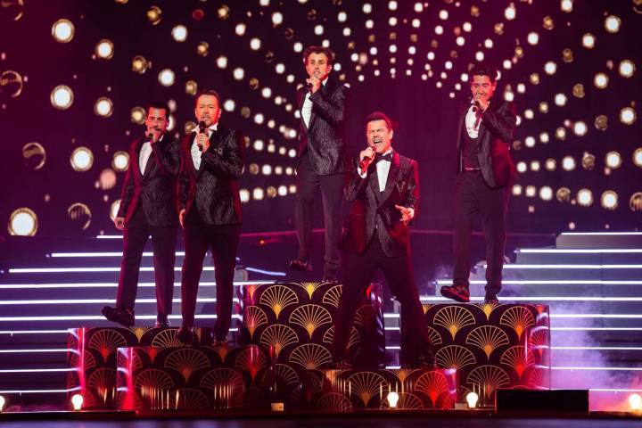 New Kids on the Block are shown at Dolby Live at Park MGM on Friday, June 20, 2025. (Al Powers)