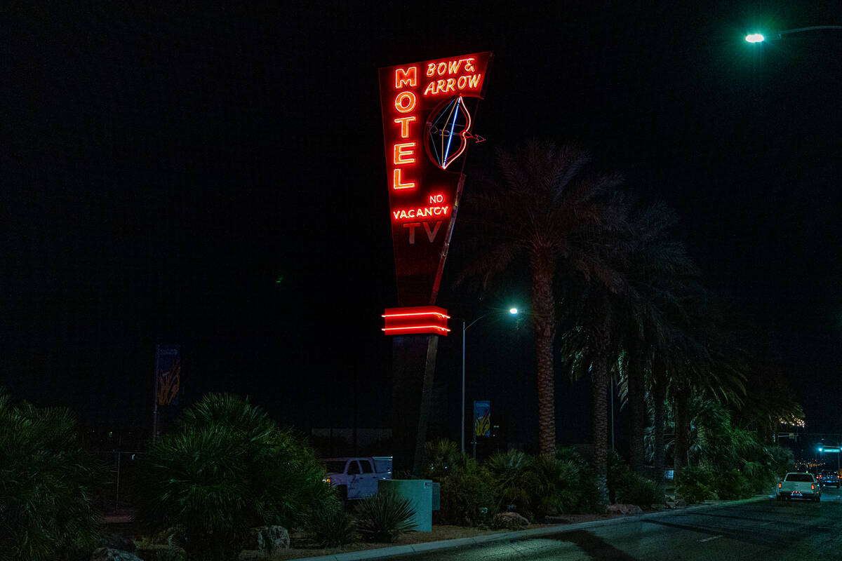 The Bow & Arrow Motel sign was created in the 1950s. (City of Las Vegas)