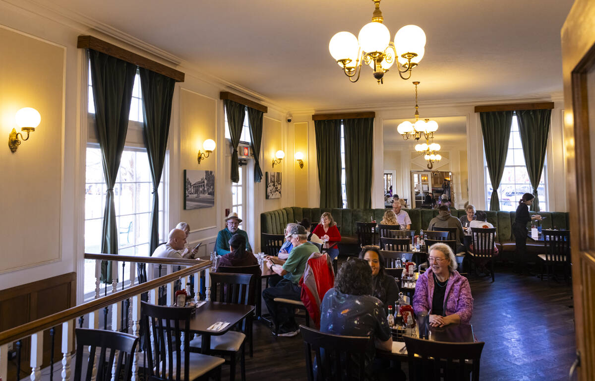 Dining room at Restaurant 1933 inside the historic Boulder Dam Hotel in downtown Boulder City