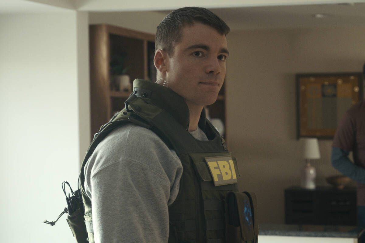The Night Agent. Gabriel Basso as Peter Sutherland in episode 303 of The Night Agent. Cr. Court ...