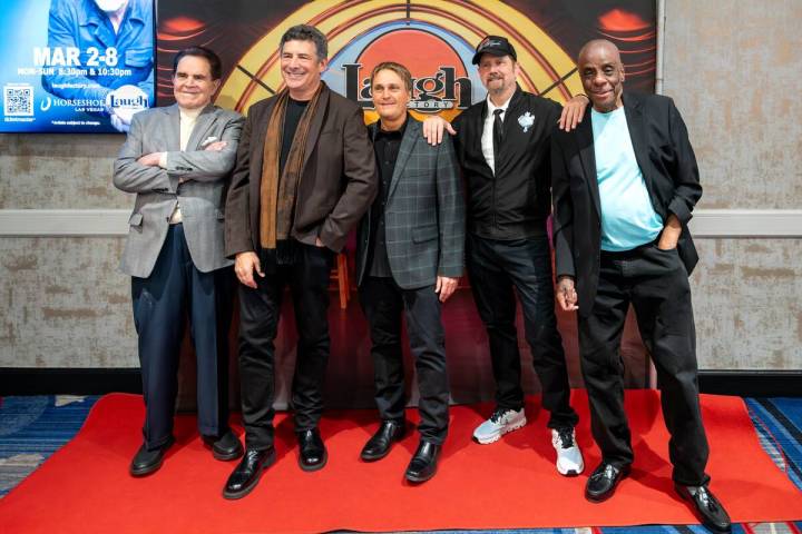 Rich Little Laugh Factory President David Fuhrer, Caesars Entertainment executive Mark Massimin ...