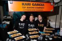 Chef Kari Garcia, center, of Tsp. Baking Company at the 2025 Vegas Unstripped food and drink fe ...