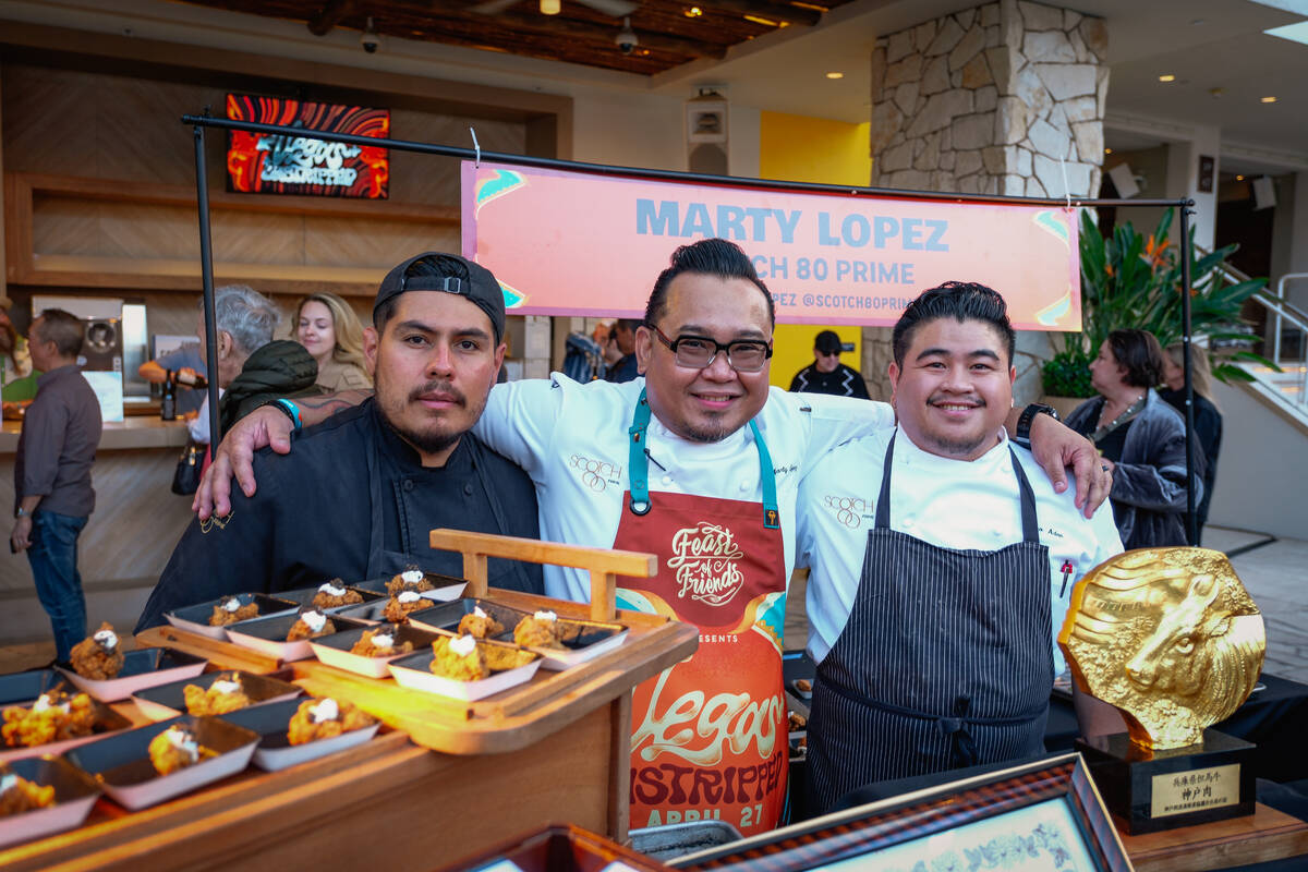 Chef Marty Lopez, center, of Scotch 80 Prime in the Palms at the 2025 Vegas Unstripped food and ...