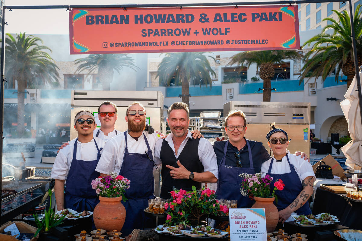 Chef Brian Howard, second from right, and chef Alec Paki, second from left, of Sparrow + Wolf, ...
