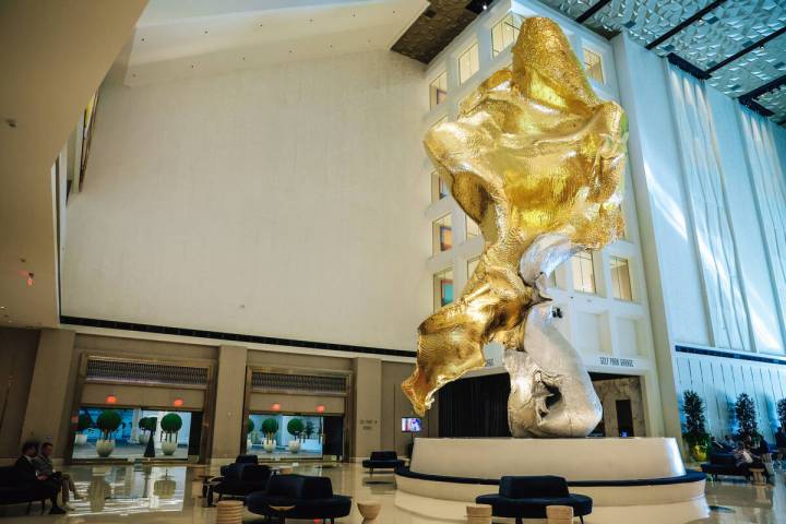 The Lovers #3 by Urs Fischer is seen at the Fontainebleau Wednesday, Feb. 4, 2026, in Las Vegas ...