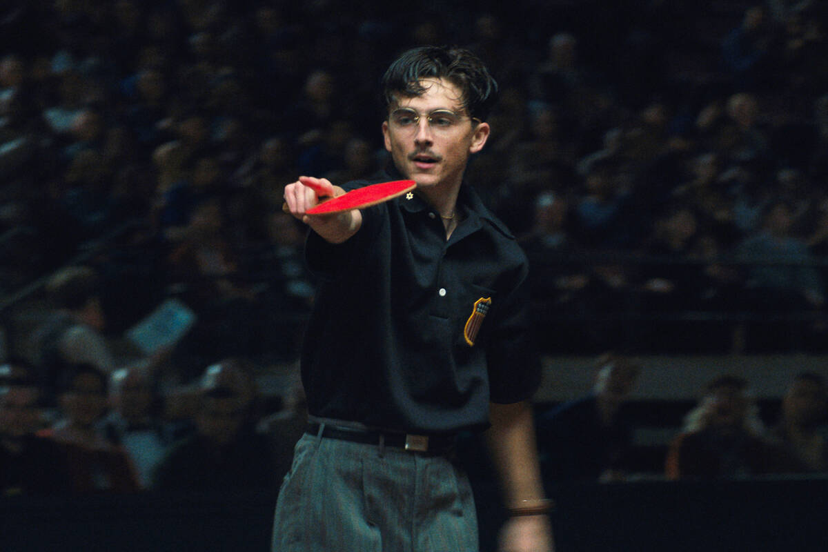 This image released by A24 shows Timothée Chalamet in a scene from "Marty Supreme.&qu ...