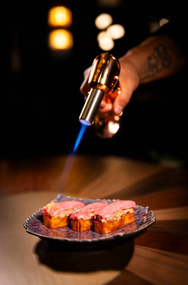 A5 wagyu tartare is seen at Bourbon Steak at the Four Seasons on Monday, Dec. 9, 2024, in Las V ...