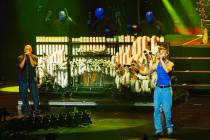 311 performs with the Blue Man Group at Dolby Live in Park MGM Sunday, March 8, 2026, in Las Ve ...