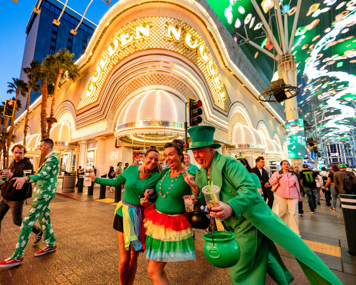 Revelers celebrate St. Patrick's Day at the Fremont Street Experience. (Black Raven Films)