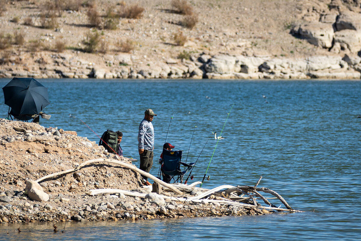People fish and relax at the Government Wash camping area at Lake Mead National Recreation Area ...