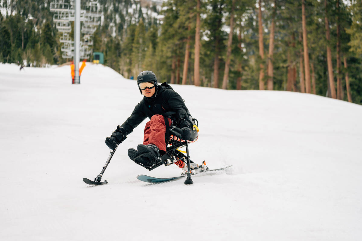 An adaptive athlete takes part in Lee Canyon's Feel Good Fridays event. (High Fives Founda ...