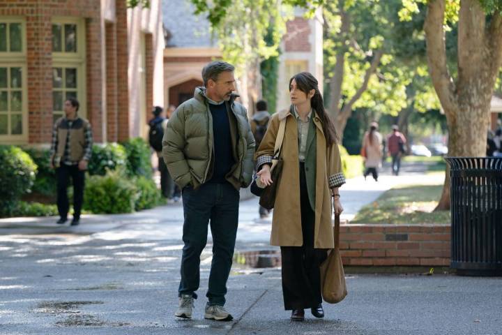 This image released by HBO shows Steve Carell, left, and Charly Clive in a scene from "Roo ...