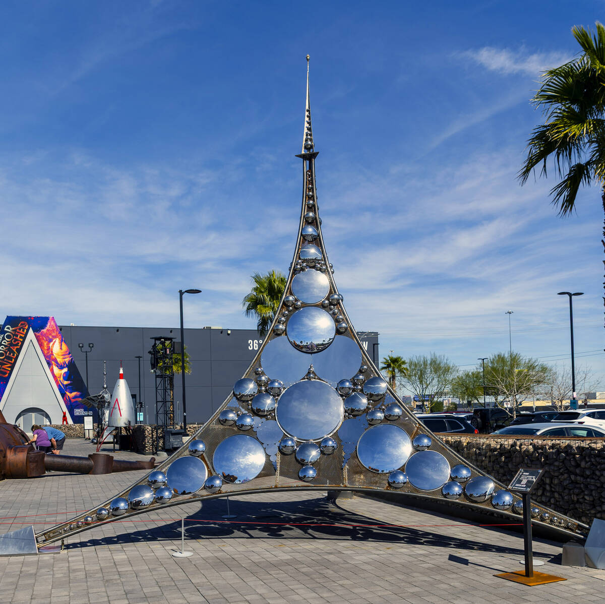 Drishti by artist Kirsten Berg is on display in the Art Island during an art walk at Area15 on ...