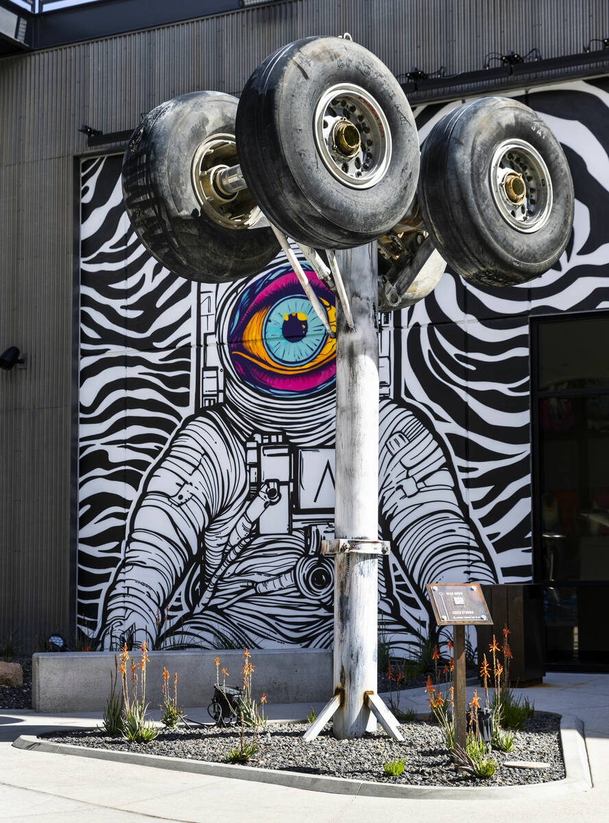 Gear Down by Cree8 Studios on display in Zone 2 during an art walk at Area15 on Thursday, Feb. ...