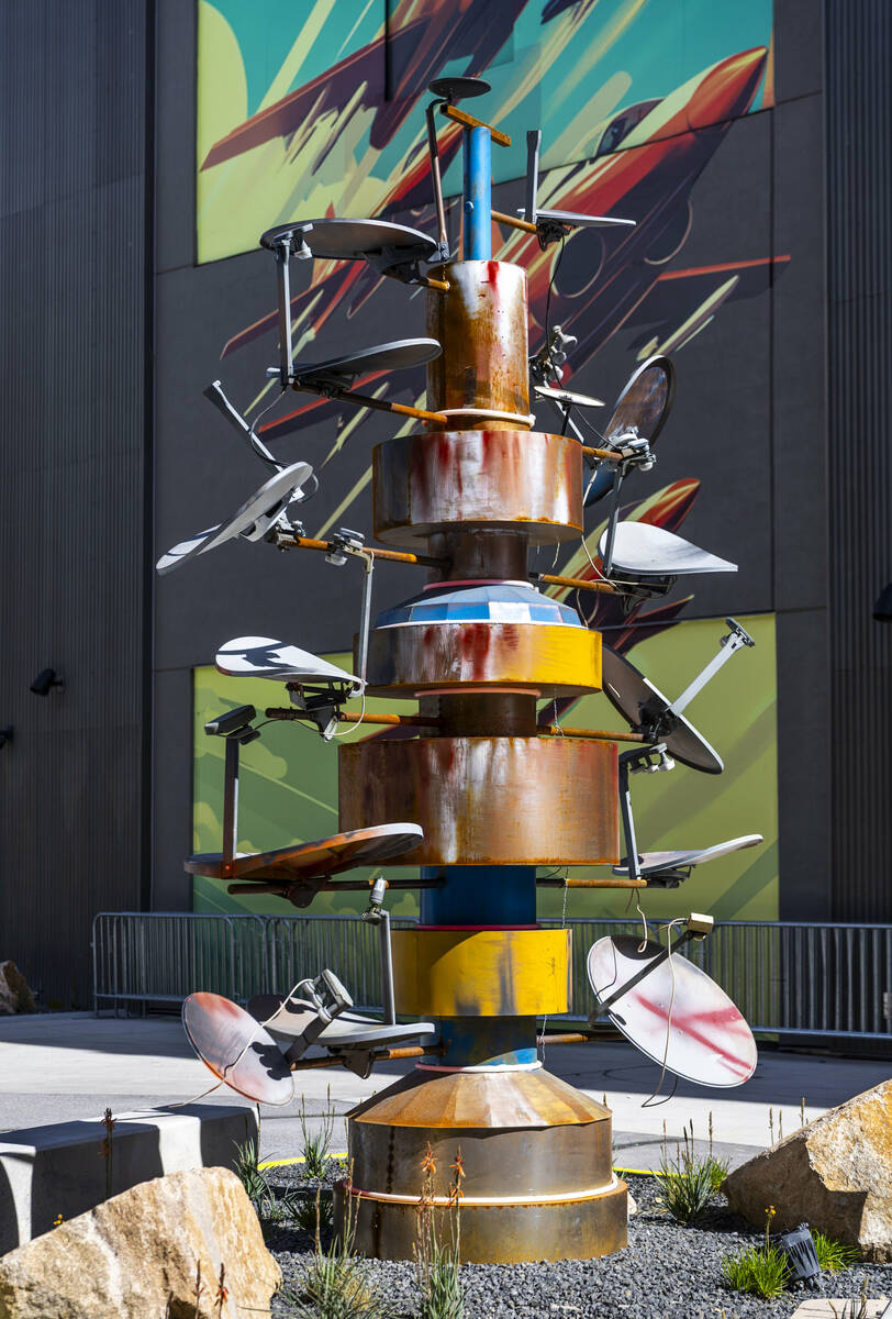 Ground Control by artist Made on Mars on display in Zone 2 during an art walk at Area15 on Thur ...