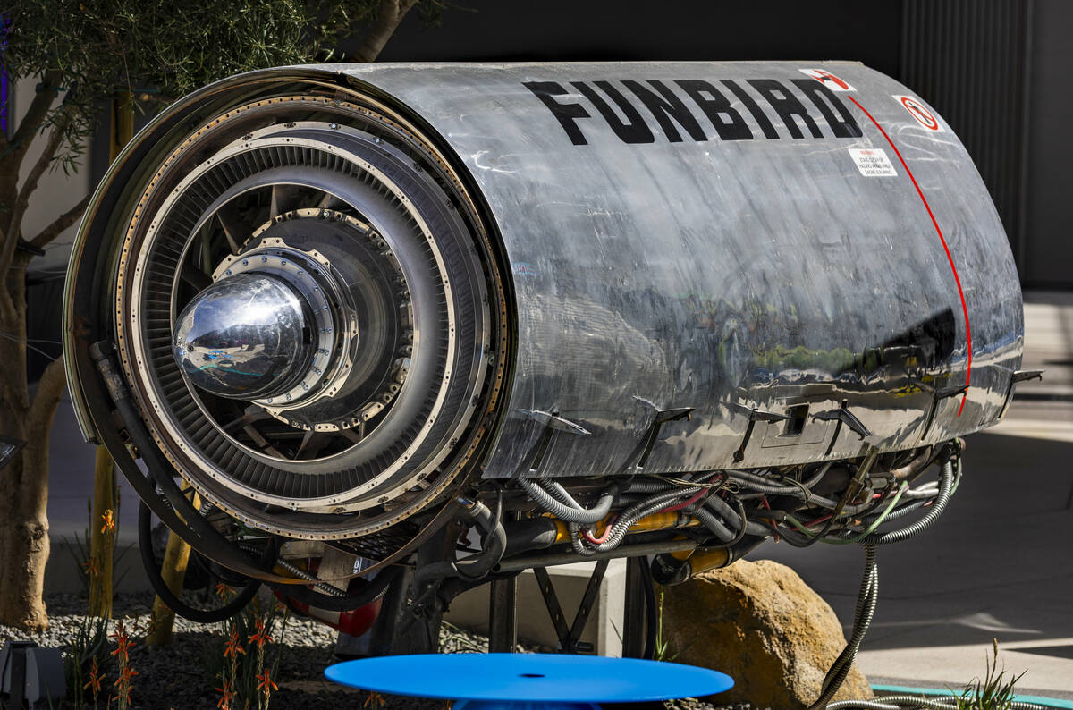Jet Engine by Cree8 Studios on display in Zone 2 during an art walk at Area15 on Thursday, Feb. ...