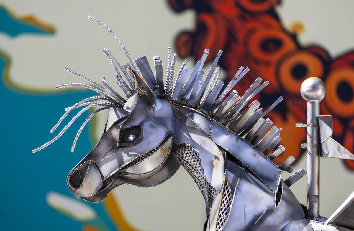 Alpha Victoria by artist Made on Mars on display in Zone 2 during an art walk at Area15 on Thur ...
