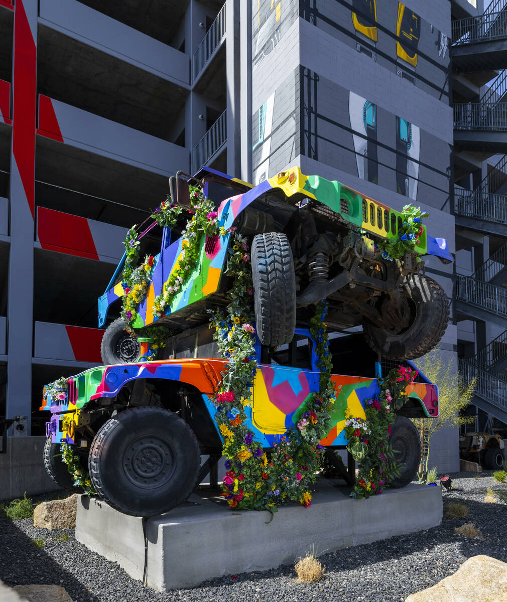 Armored Ascension by Cree8 Studios on display near the parking garage adjacent to Zone 2 during ...