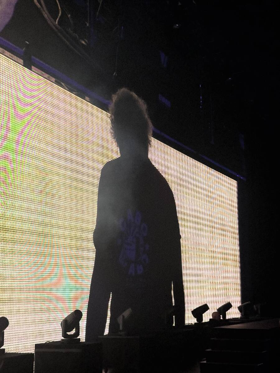 Sammy Hagar's silhouette is shown on opening night of the "Best of All Worlds" residency at Dol ...