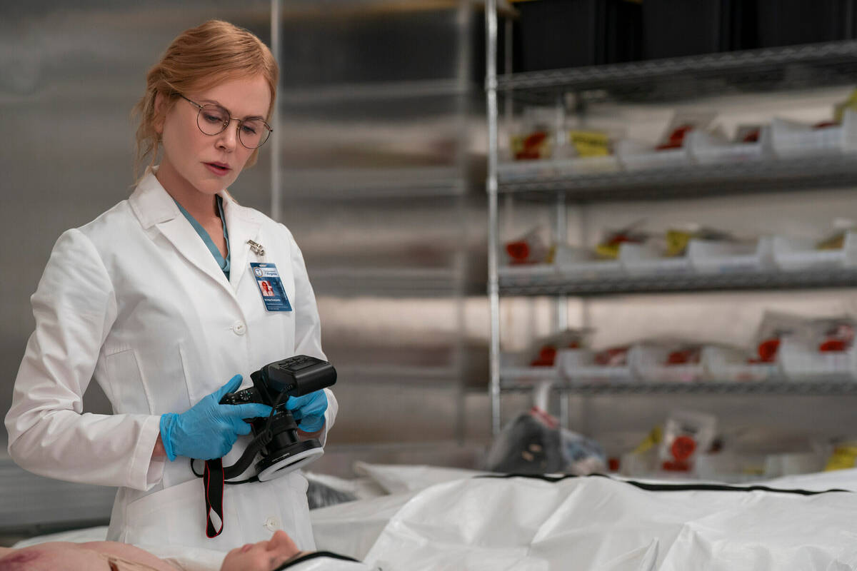 This image released by Prime shows Nicole Kidman in a scene from "Scarpetta." (Connie ...
