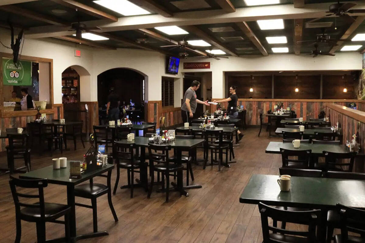 The interior of the Egg Works restaurant on South Rainbow Boulevard in Las Vegas is seen in thi ...