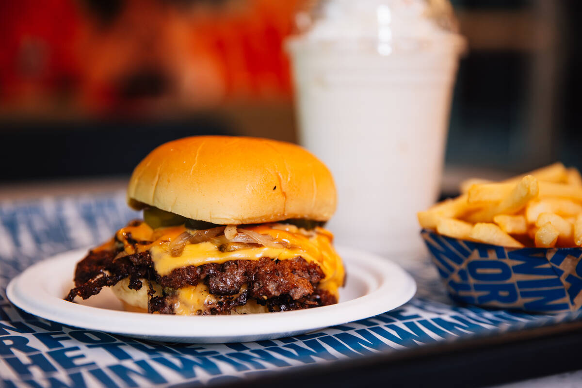 A For the Win burger at The Neighborhood Food Hall in the Resort at Summerlin Friday, March 27, ...