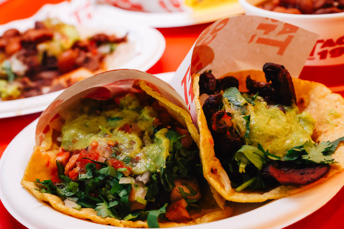 Tacos from Tacos 1986 at The Neighborhood Food Hall in the Resort at Summerlin Friday, March 27 ...