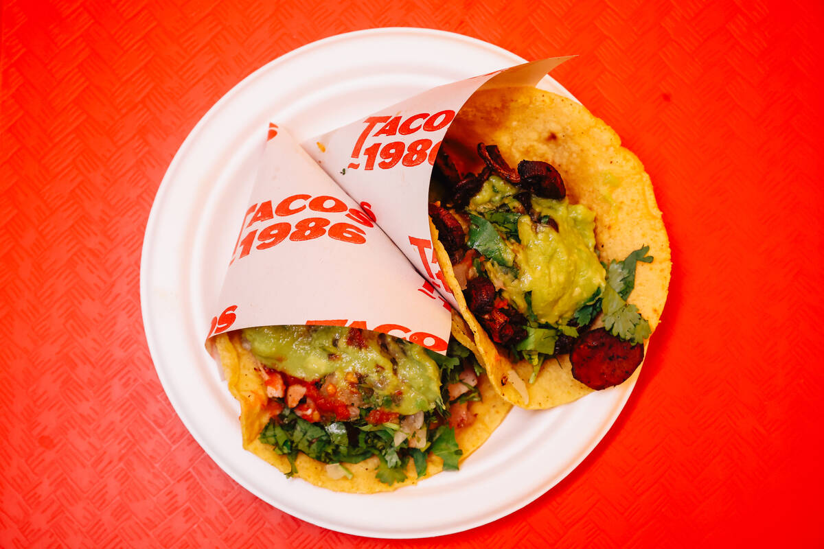 Tacos from Tacos 1986 at The Neighborhood Food Hall in the Resort at Summerlin Friday, March 27 ...
