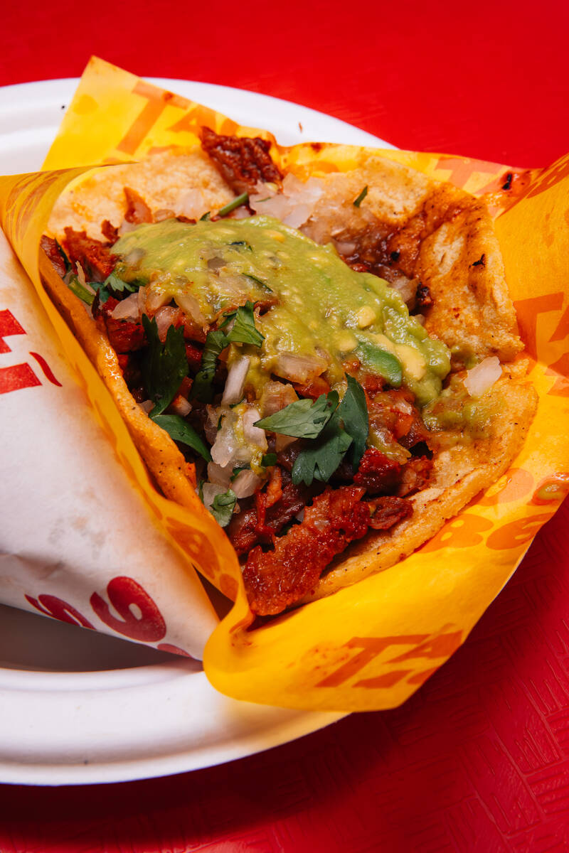 Tacos from Tacos 1986 at The Neighborhood Food Hall in the Resort at Summerlin Friday, March 27 ...
