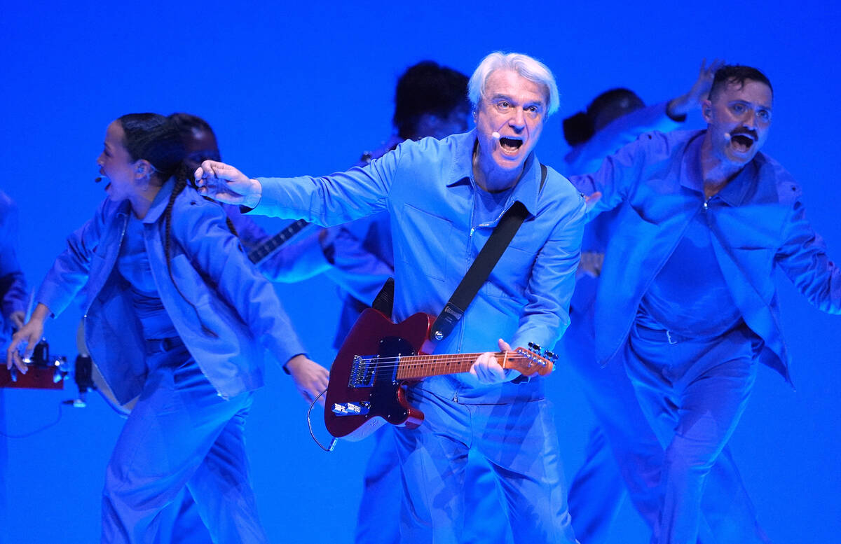 David Byrne performs on Thursday, Nov. 20, 2025, at the Dolby Theatre in Los Angeles. (AP Photo ...