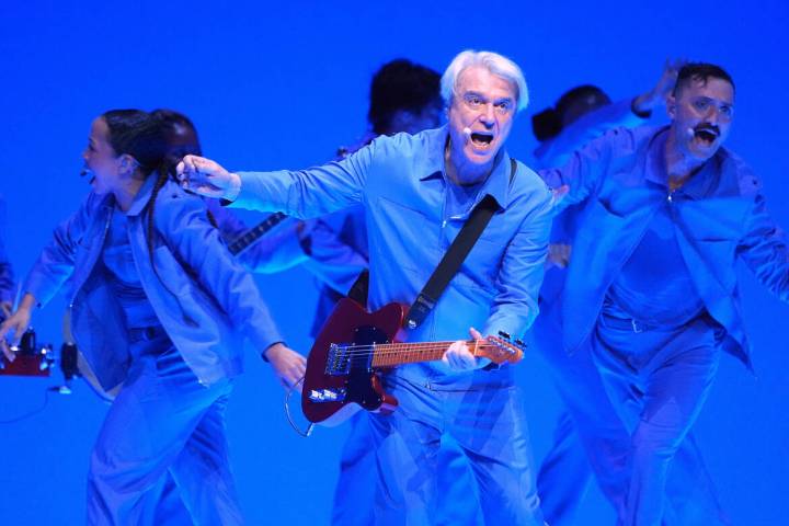 David Byrne performs on Thursday, Nov. 20, 2025, at the Dolby Theatre in Los Angeles. (AP Photo ...