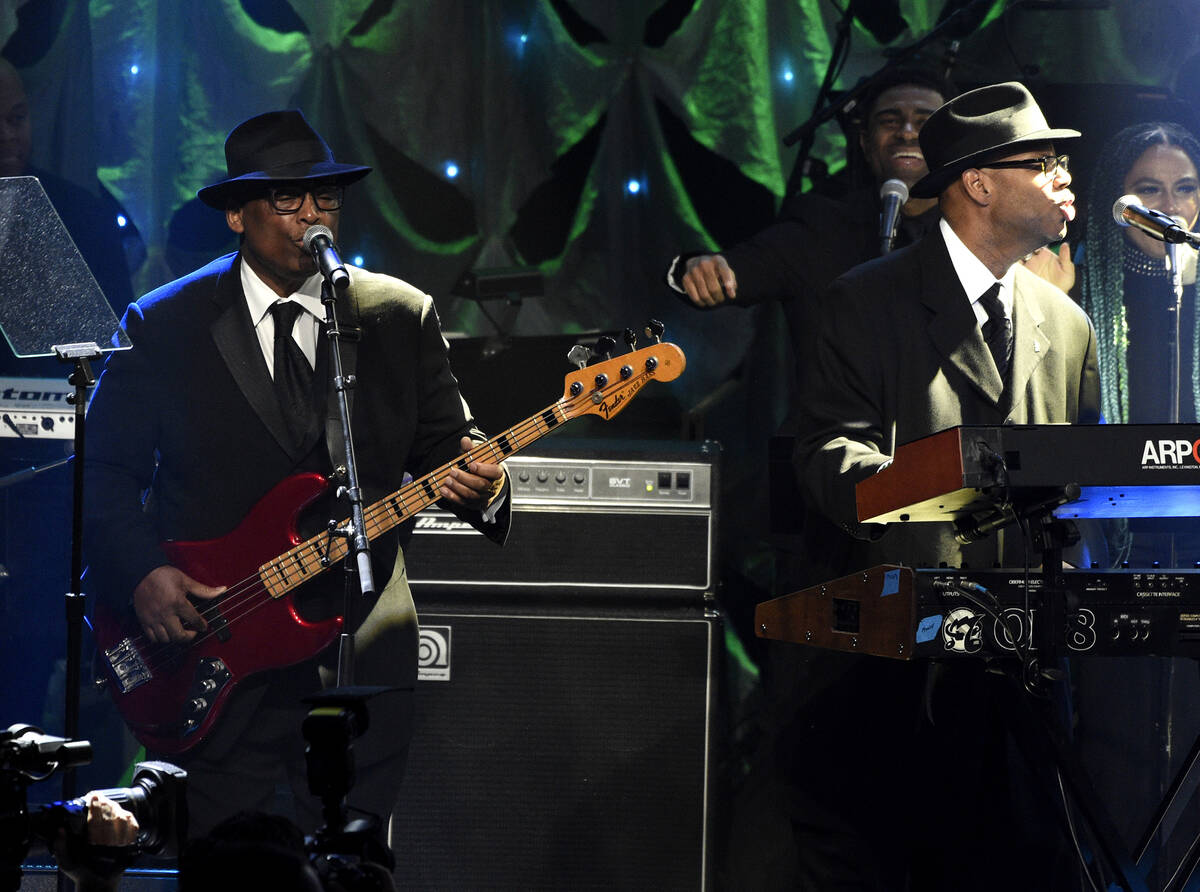 Terry Lewis, left, and Jimmy Jam perform at the Pre-Grammy Gala And Salute To Industry Icons at ...