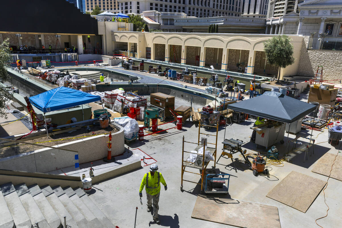 The pool deck, pools and cabanas are being completed as construction continues on the new Omnia ...
