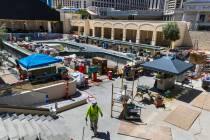 The pool deck, pools and cabanas are being completed as construction continues on the new Omnia ...
