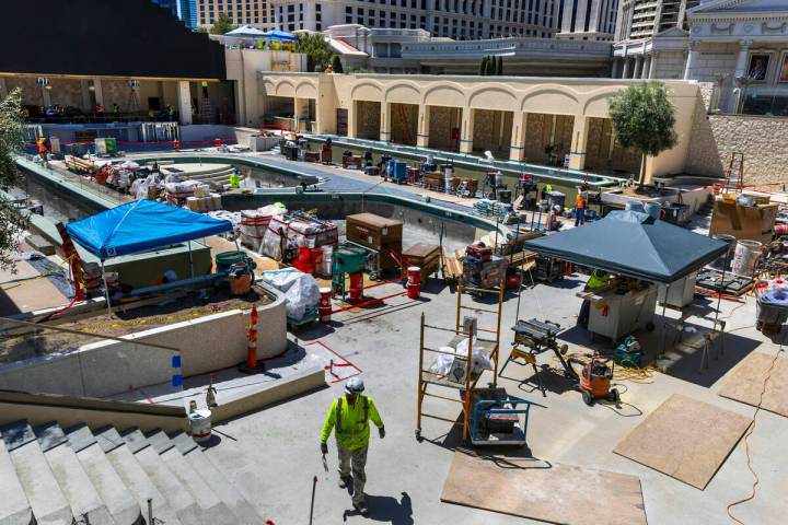 The pool deck, pools and cabanas are being completed as construction continues on the new Omnia ...