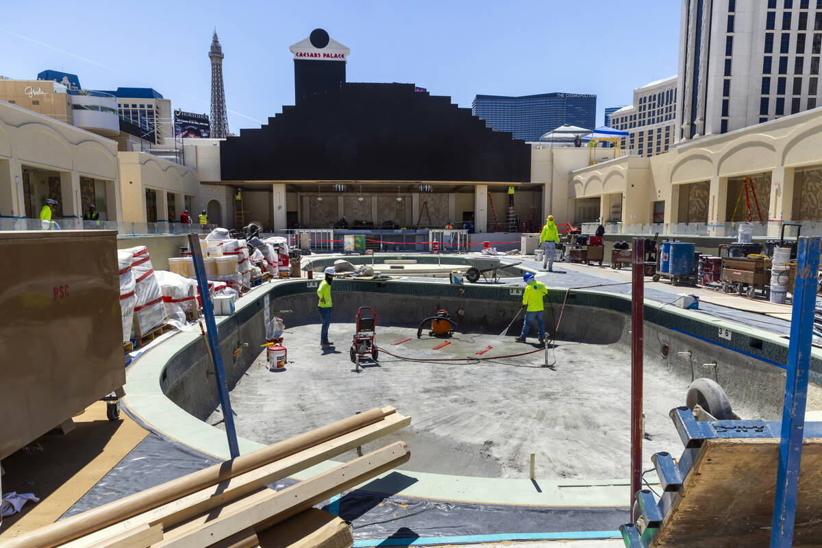 Several pools, cabanas and stage are being completed as construction continues on the new Omnia ...