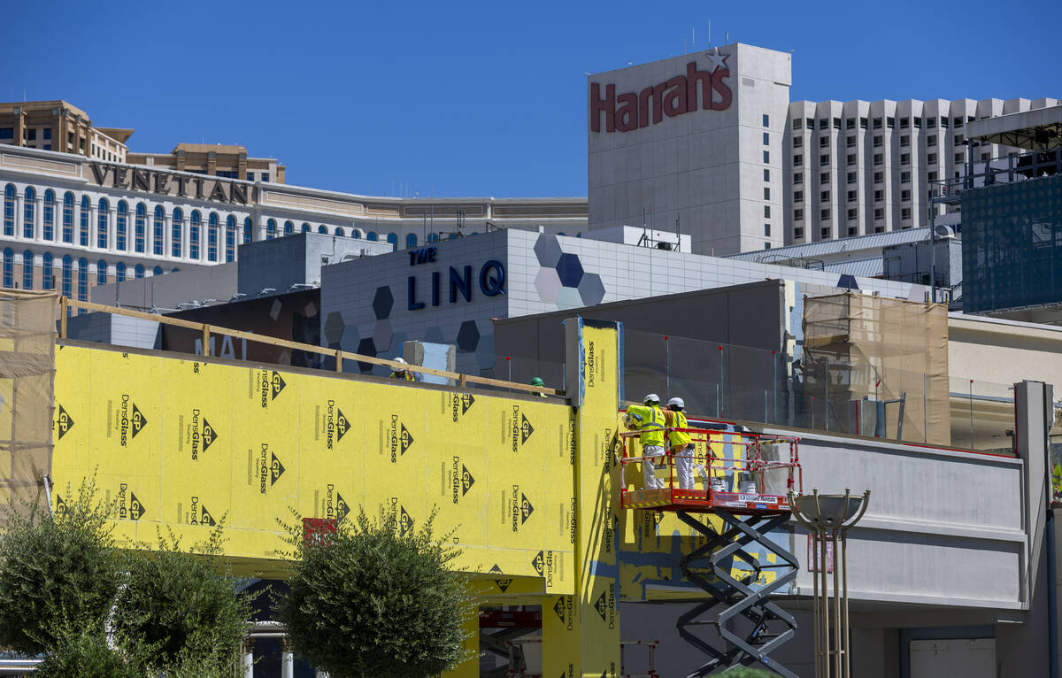 A new pedestrian bridge is completed as construction continues on the new Omnia Dayclub at Caes ...