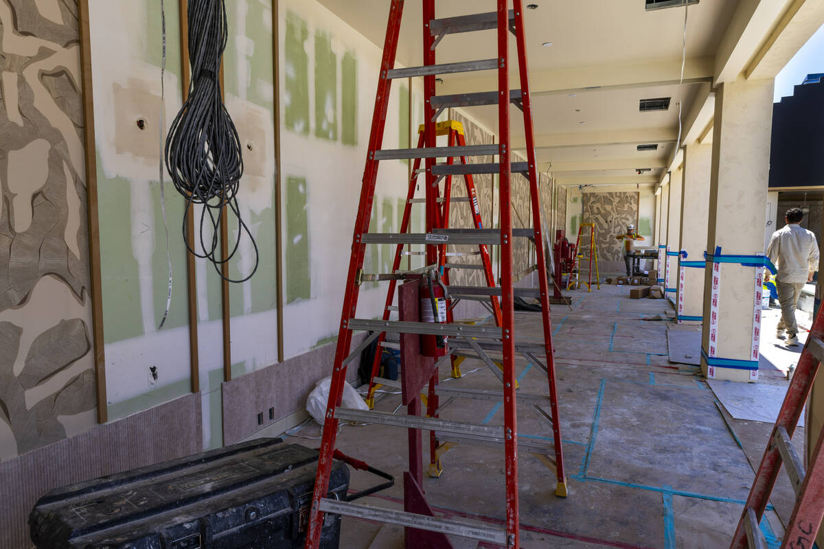 Cabanas are being completed as construction continues on the new Omnia Dayclub at Caesars Palac ...