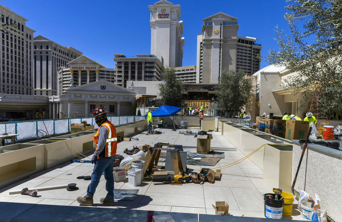A new restaurant will be completed upstairs as construction continues on the new Omnia Dayclub ...