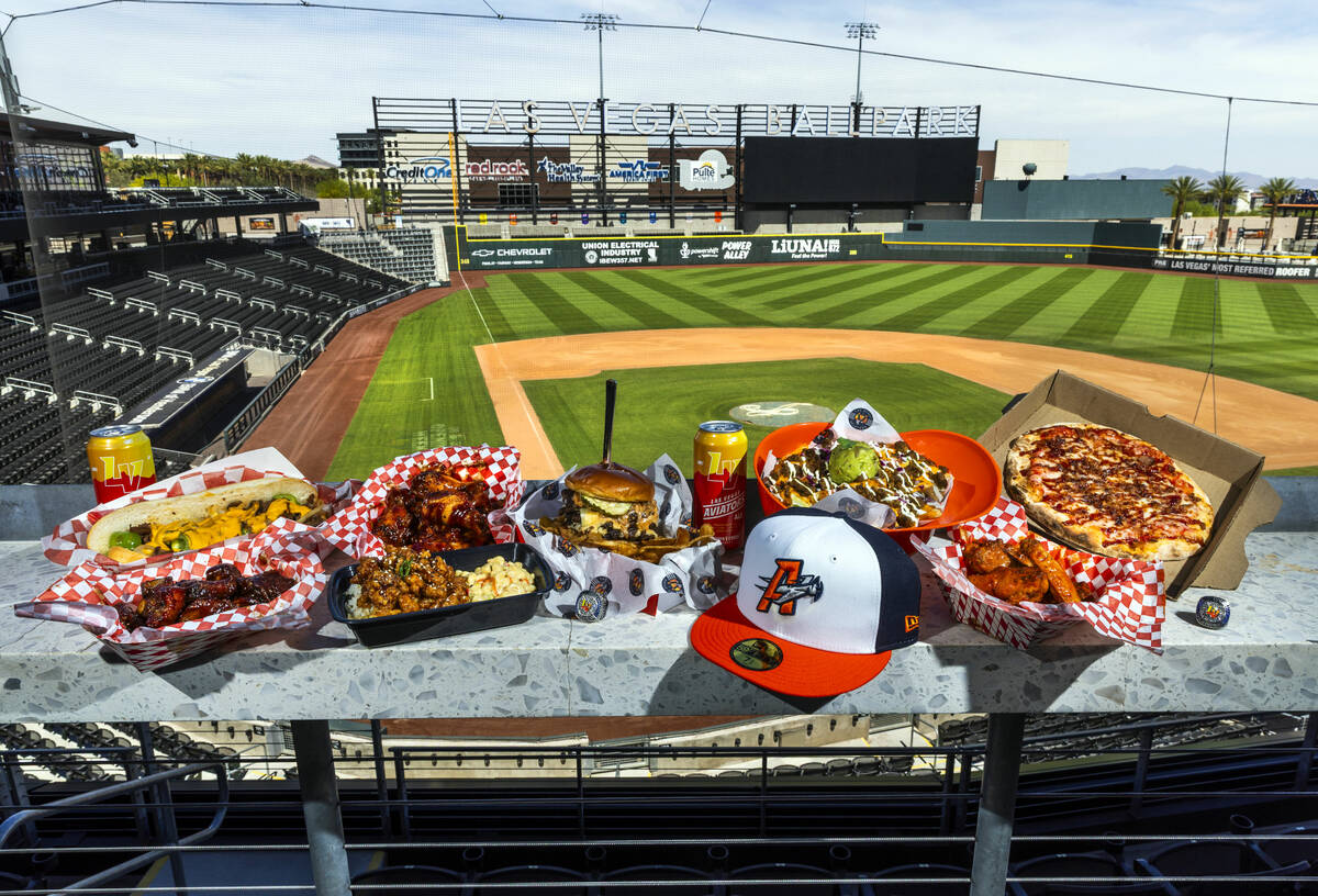 Some of the many new food items available from the concessions at the Las Vegas Ballpark on Thu ...