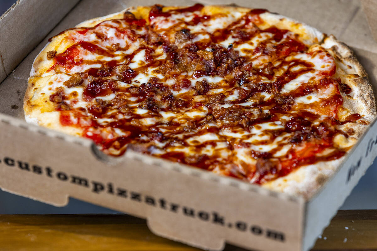 A barque bacon pizza is one of the new items available from the concessions at the Las Vegas Ba ...